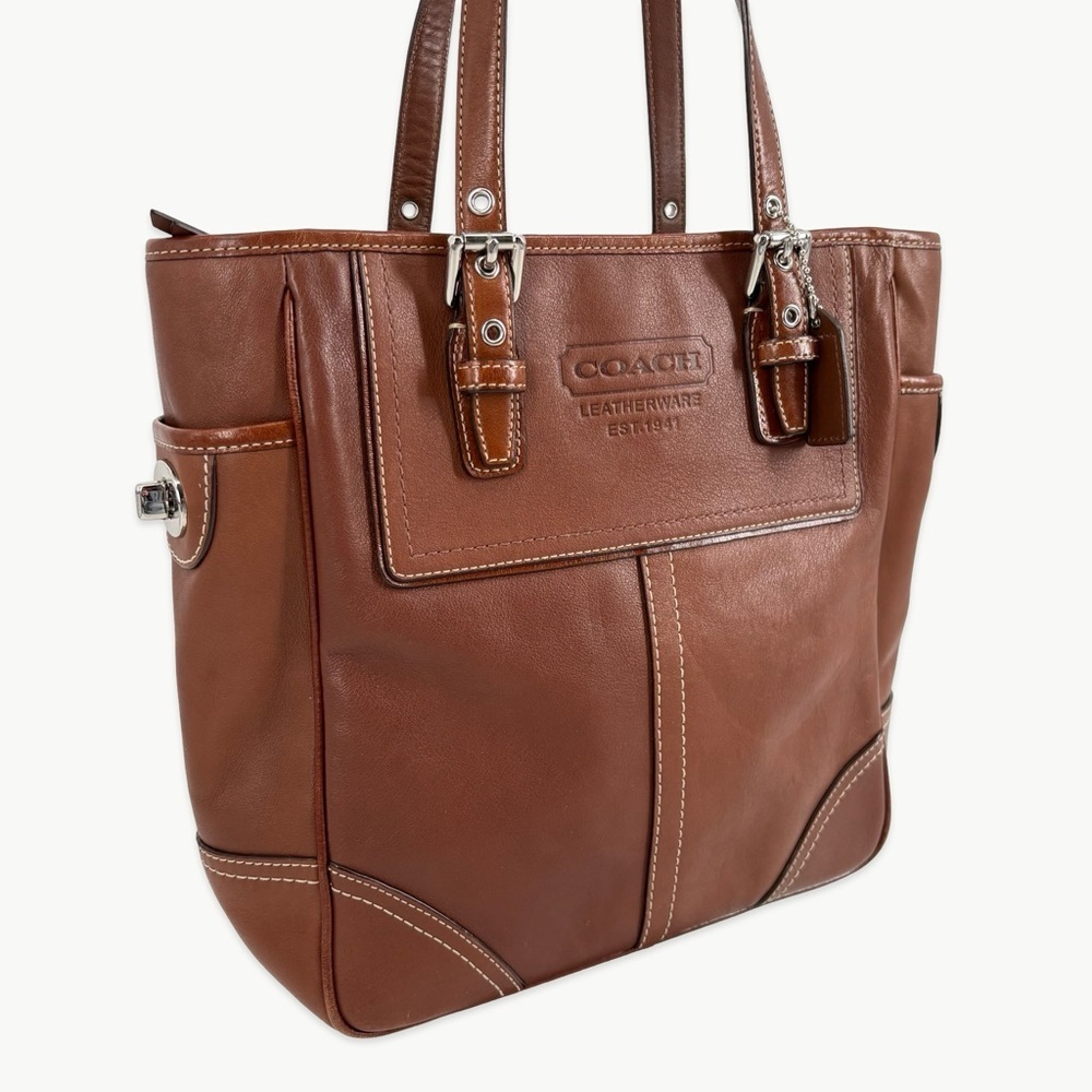 Vintage Coach Gallery Leather North South Tote Putty Brown Y2K Classic F19456 - Picture 2 of 16
